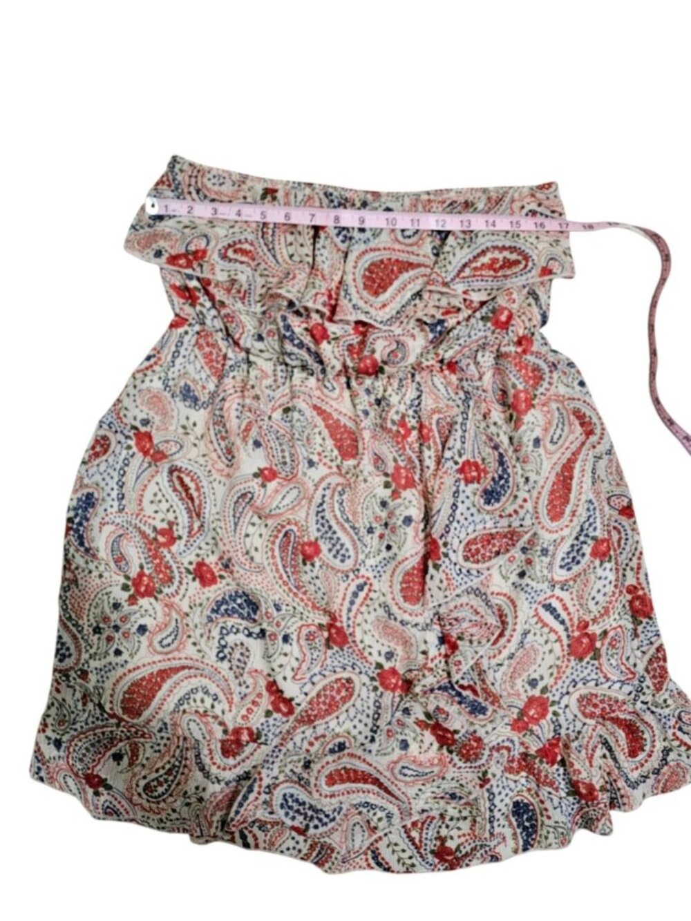 Faith 21 Women 1X Strapless Dress Cream Red Paisley Boho Archival Rare Statement - Picture 7 of 7